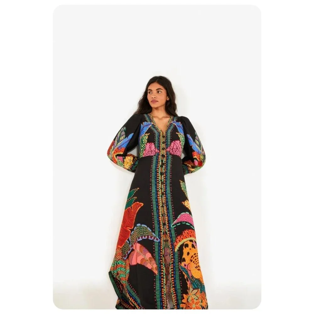 Anthropologie Farm Rio Cool Leopards Dress sz xs - Picture 3 of 12